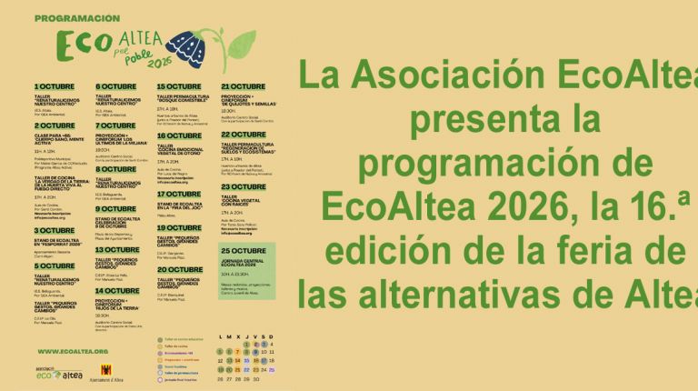 ECOALTEA 2026 PRESENTA SU PROGRAMACIÓN: MÁS DE 40 ACTIVIDADES DEL 1 AL 25 DE OCTUBRE